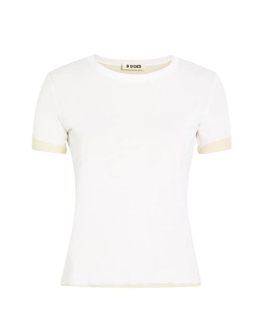B Sides White Contrast-Trim Short-Sleeve T-Shirt