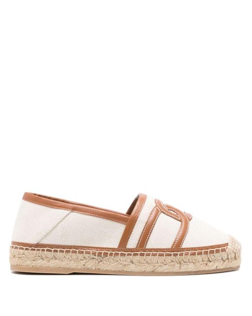 Tod's Pink Canvas And Leather Espadrilles