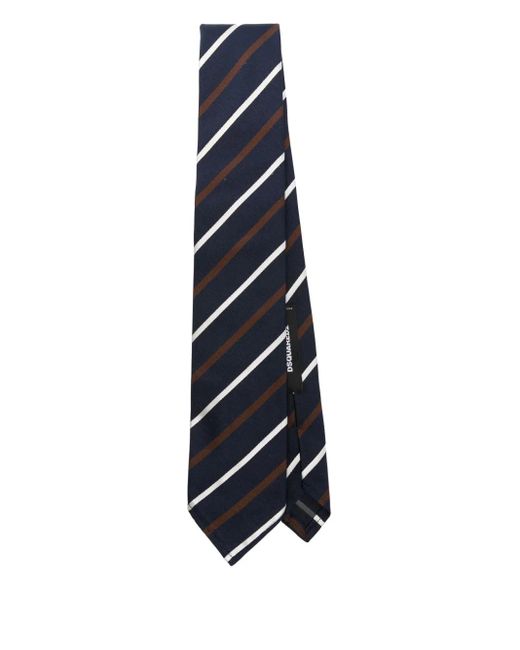DSquared² Blue Striped Silk Tie for men