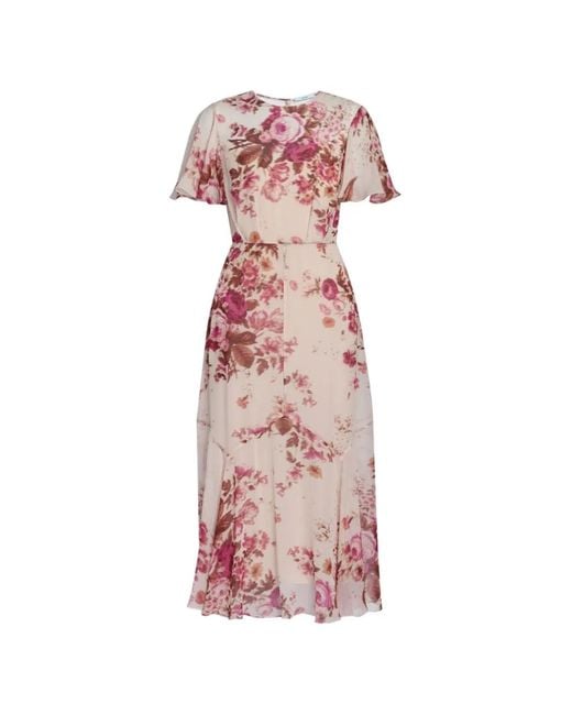 Erdem Pink Floral-Pattern Midi Dress