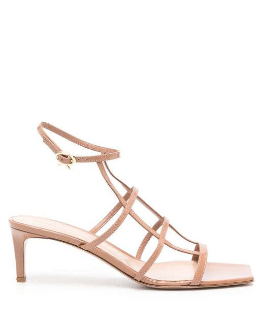 Gianvito Rossi Pink Beige Caged Leather Sandals