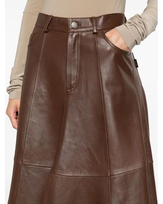 Haikure Serenity Leren Midi-Rok in het Brown