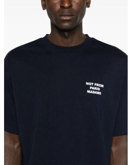 Drole de Monsieur Blue Slogan-Print T-Shirt for men