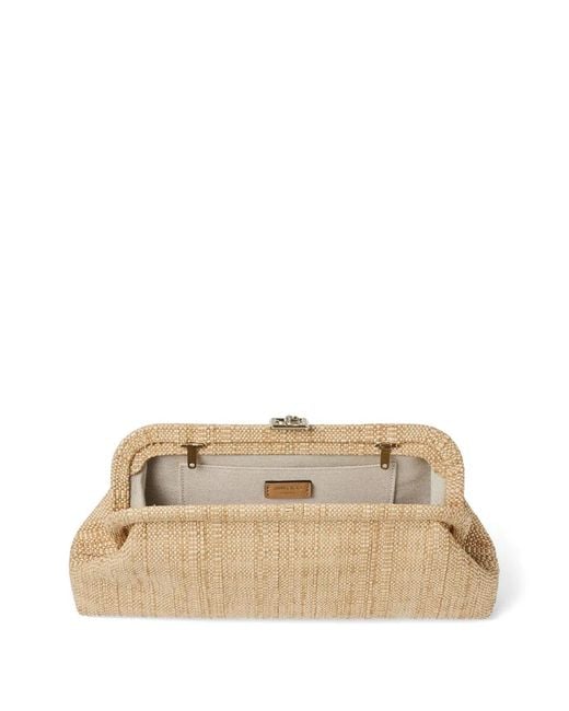 Jimmy Choo Natural Skylar Logo-Plaque Clutch Bag