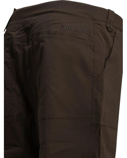 Houdini Sportswear Black Liquid Chore Belted Patch-Pocket Shorts for men