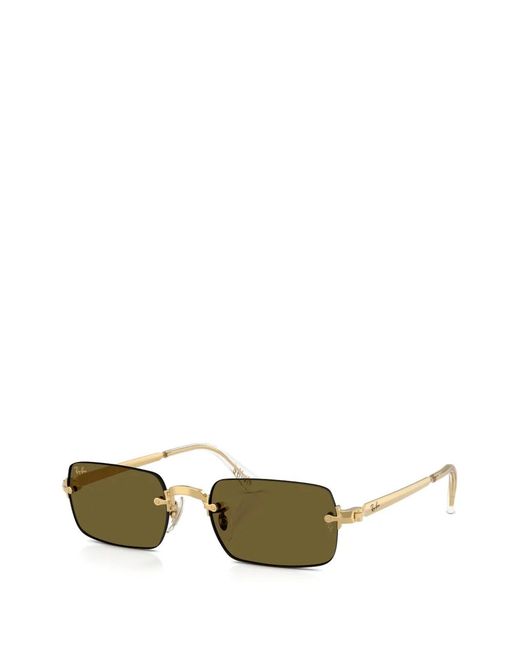 Ray-Ban Green Rectangle-Frame Sunglasses