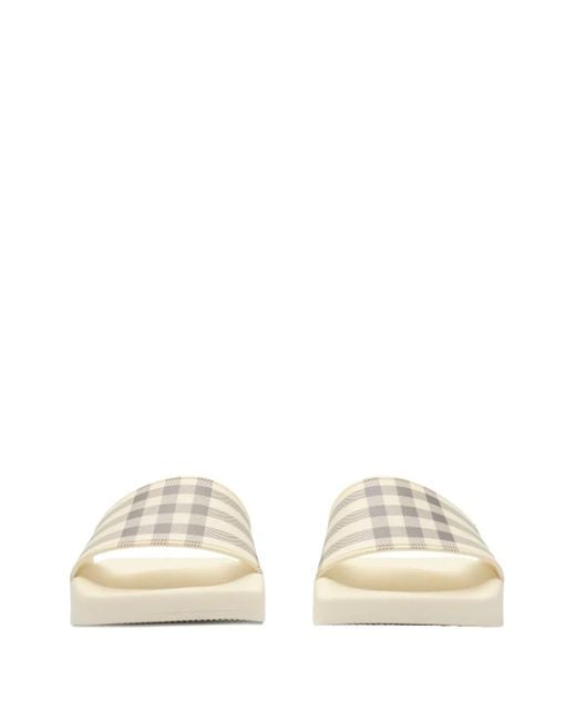 Burberry White Check Slides