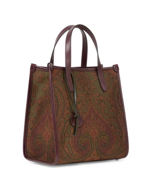 Etro Brown Petit Sac Love Trotter En Denim Jacquard À Motif Paisley