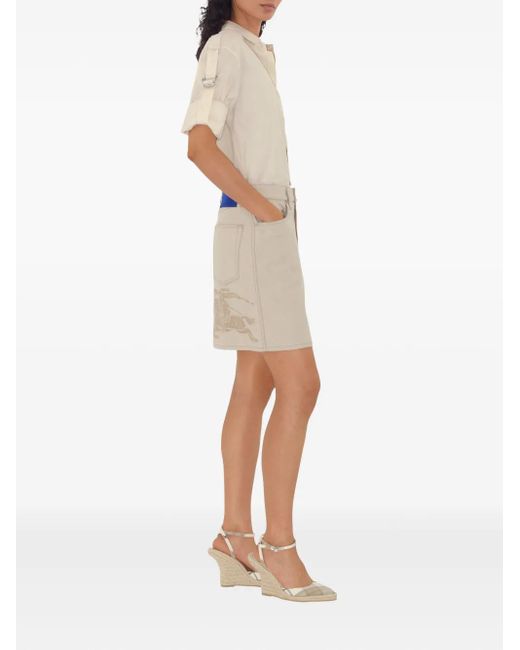 Camisa de seda con logo bordado Burberry de color White