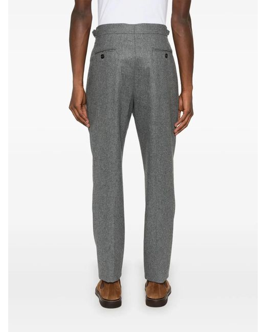 Brunello Cucinelli Gray Flannel Double-Pleat Trousers for men