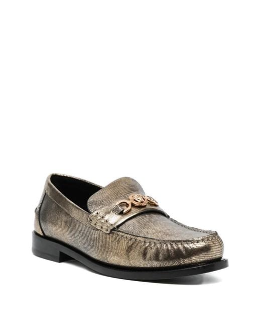 Versace Brown Vitello Loafers for men