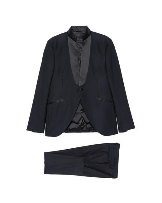 Manuel Ritz Blue Costume À Col Châle for men