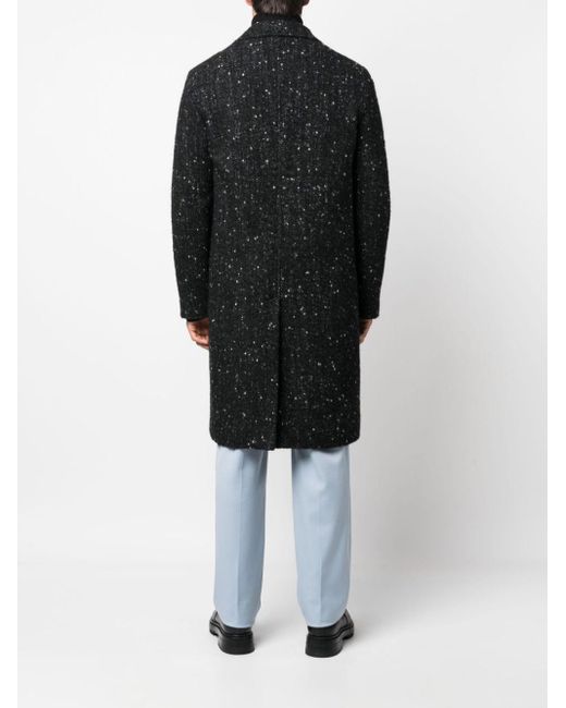 Lardini Black Single-breasted Speckled Tweed Coat for men