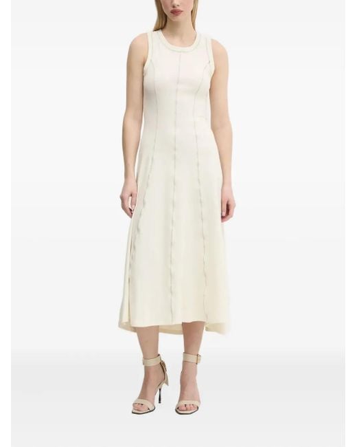 Desigual White Stitching Sleeveless Midi Dress