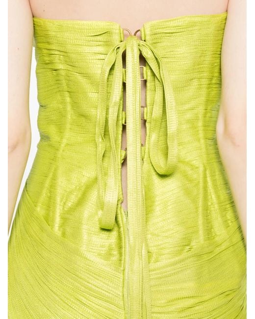 Maria Lucia Hohan Green Ruby Pleated Strapless Dress