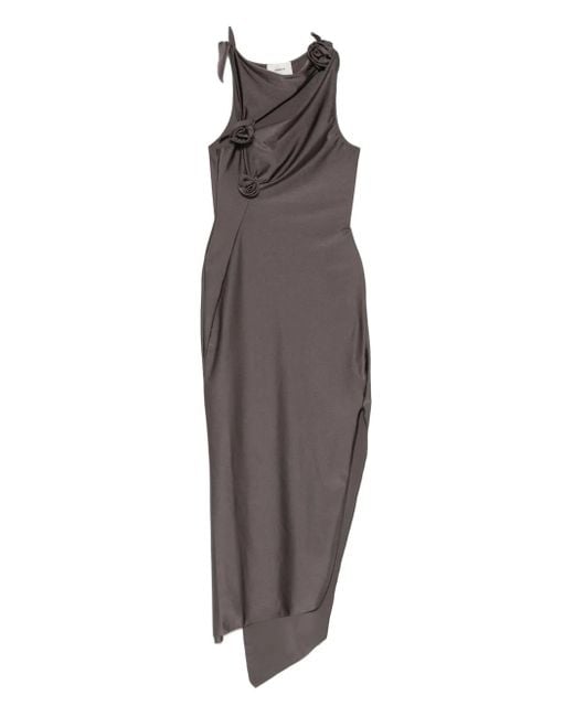 Coperni Brown Flower-Appliqué Midi Dress