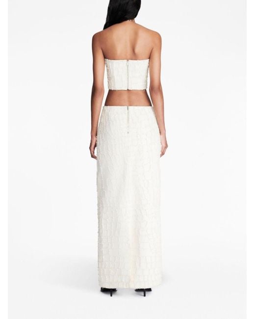 Dion Lee Snake Etched Leather Maxi Skirt in White | Lyst