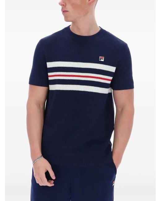 Fila Blue Gerardo Stripe-Detail T-Shirt for men
