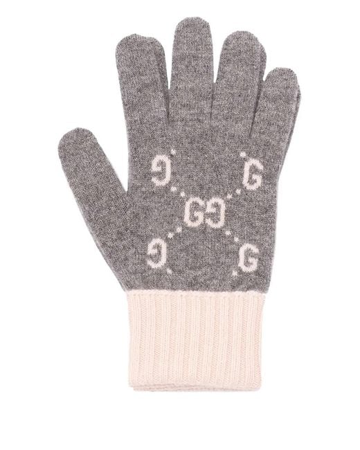Gucci Gray Gg Cashmere Gloves