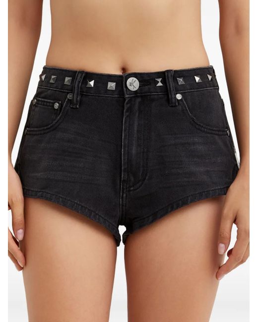 One Teaspoon Black Studded Five-Pockets Shorts