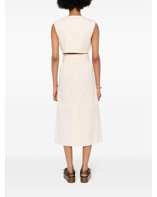 Twin Set Natural Double-breasted Midi Dress