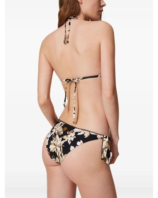Twinset Black Bikinihöschen Mit Blumen-Print
