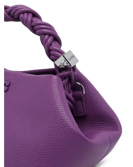 Ganni Purple Small Bou Braided-Handle Tote Bag