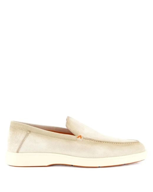 Santoni Natural Suede Leather Loafers for men