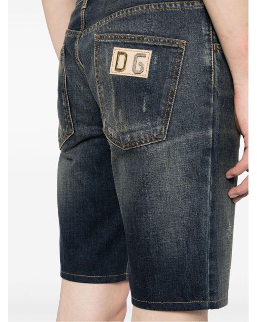 Shorts denim con lavaggio acido di Dolce & Gabbana in Blue da Uomo