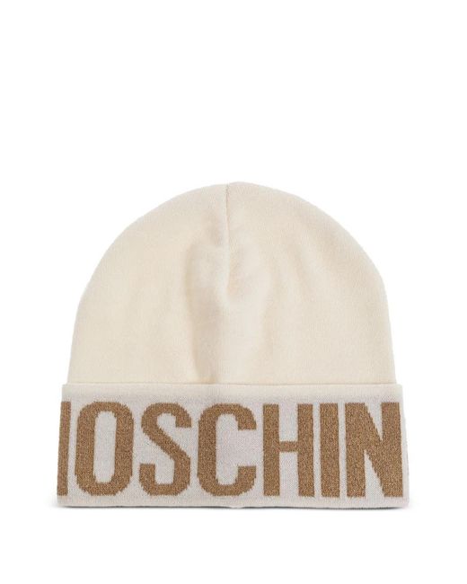 Moschino Natural Logo-Detail Beanie