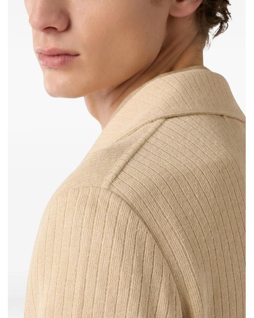 Lardini Natural Single-Breasted Ribbed Jacket for men