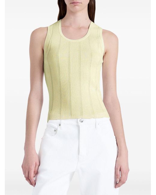 Proenza Schouler Yellow Perry Compact Pointelle Rib Knitted Top