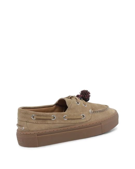 Date Brown Suede Pompom Loafers