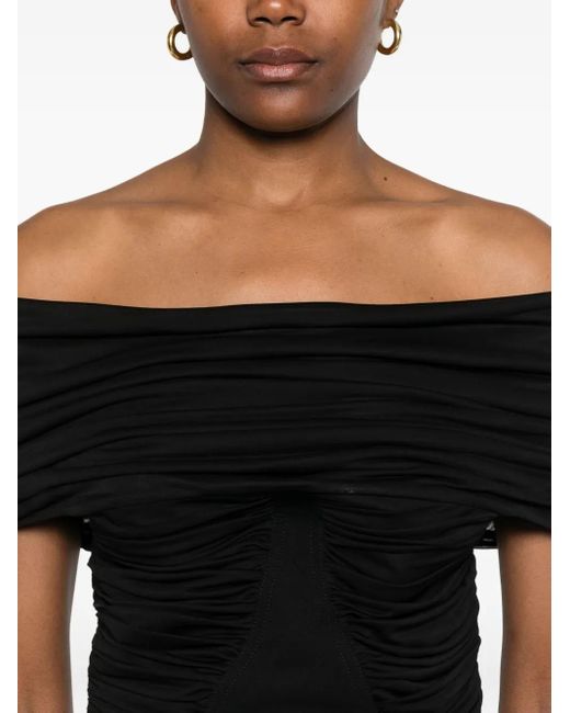 Max Mara Black Off-The-Shoulder Viscose Jersey Dress