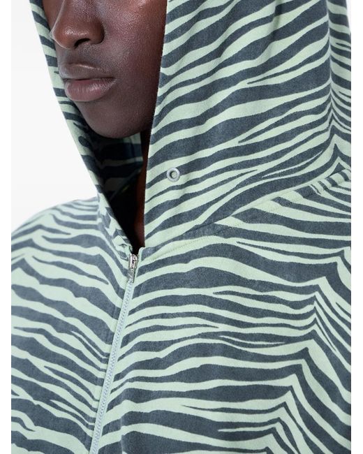 Visvim Blue Zebra-Pattern Zip-Up Hoodie for men
