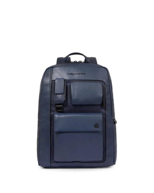 Piquadro Blue Multi-Pocket Backpack for men