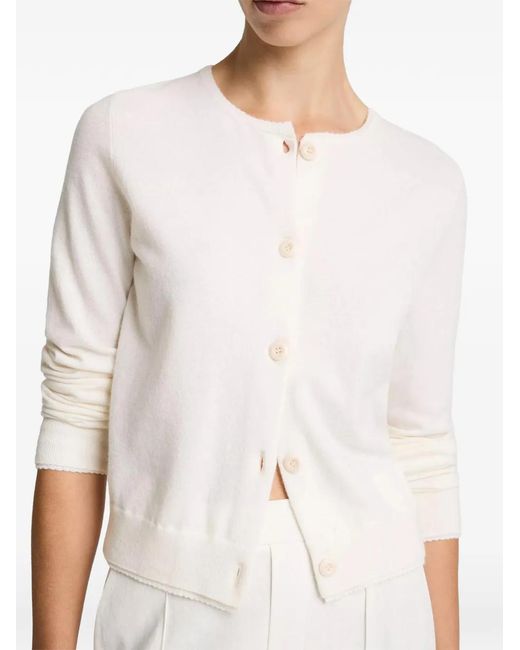 Vince White Scallop-Trim Cardigan