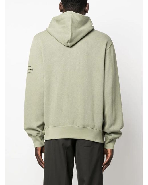Helmut Lang Green Zip-Up Drawstring Hoodie for men