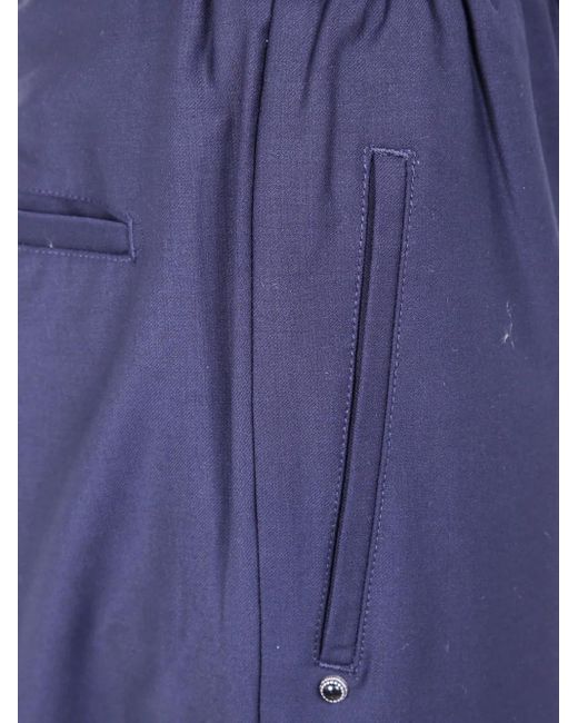 White Sand Blue Aldjustable-Belt Wool Trousers for men