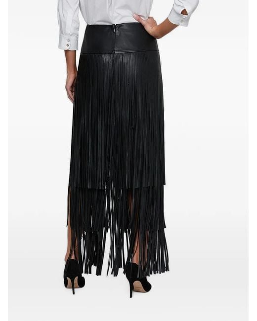L'Agence Black Karolina Fringe-Trimmed Skirt