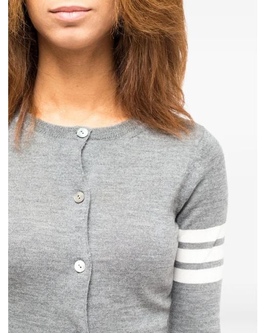 LA ROSE Gray Striped Cardigan