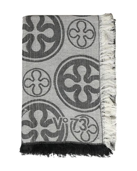 V73 Gray Logo-Intarsia Scarf