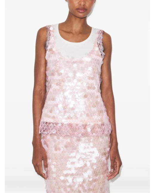Tory Burch Pink Sequin Mesh Top