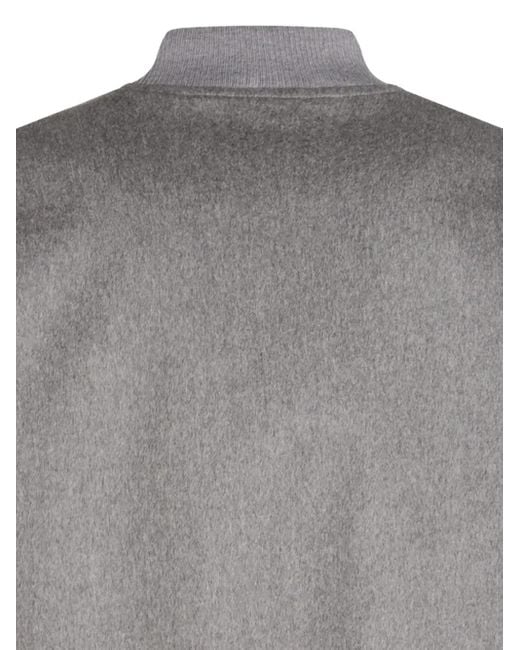 Lardini Gray Wool Zip-Front Bomber Jacket for men