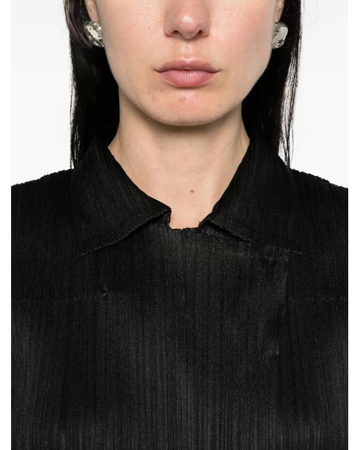 Pleats Please Issey Miyake Black Pleated Collar Jacket
