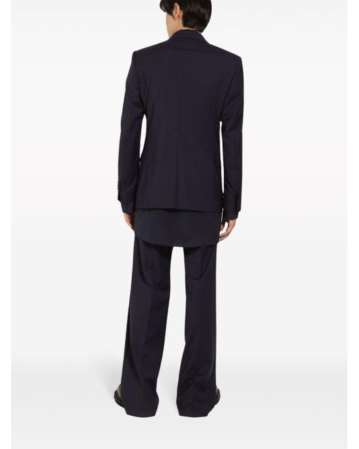 Dolce & Gabbana Blue Linen-blend Trousers for men