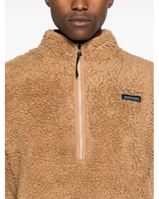 District Vision Brown High-neck Fleece Sweatshirt for men