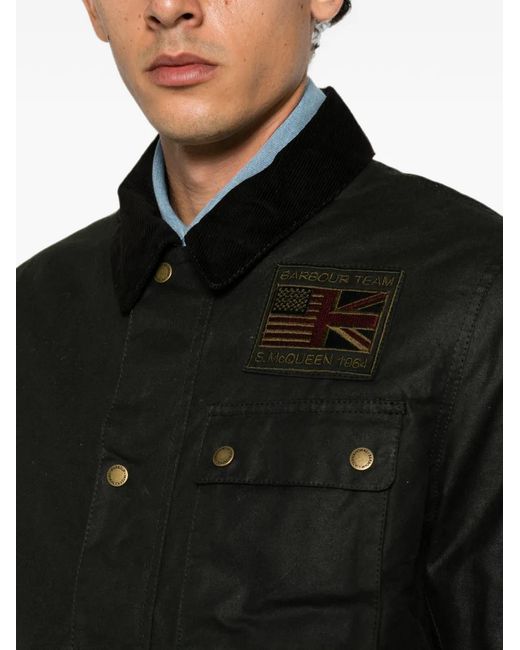Barbour Black Steve Mcqueen Logo-Patch Padded Jacket for men
