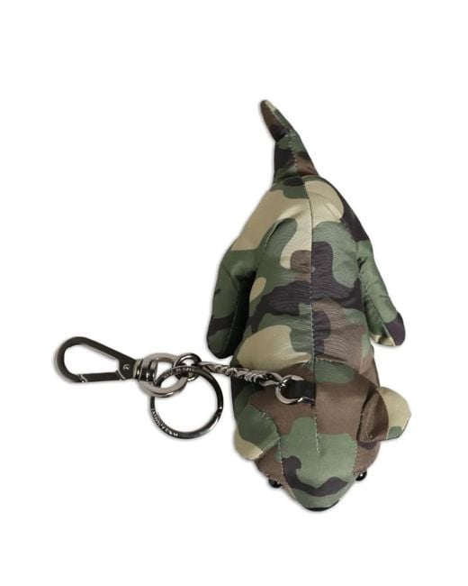 Dolce & Gabbana Green Camouflage-Pattern Dog Keychain for men
