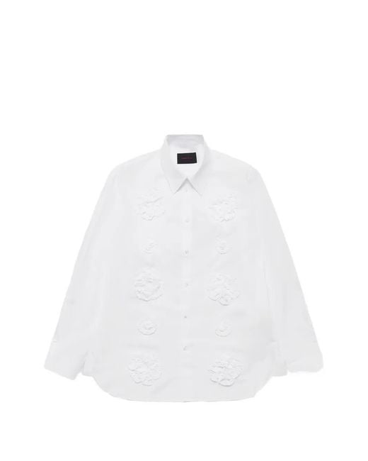 Simone Rocha White Floral-Appliqué Ruffled Shirt for men